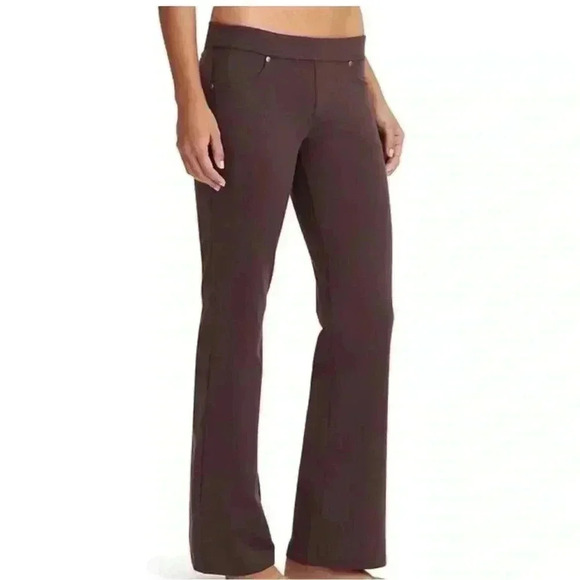 Athleta Pants - Athleta Stretch Plum Pull‎ On Wide Leg Pants Sz small Faux Zipper